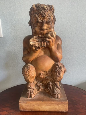 $425 • Buy Large Greek Pan Faun Terracotta Statue Greek Satyr Mythology 18”