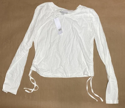 £11.08 • Buy Topshop White Crop Tee Shirt Long Sleeve US Size 8 Side Ties