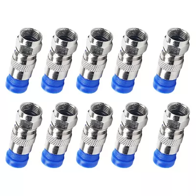 10 Pack-  F-Type Compression Connector Male Plug RG6 Quad Shield Coax Cable • $9.48