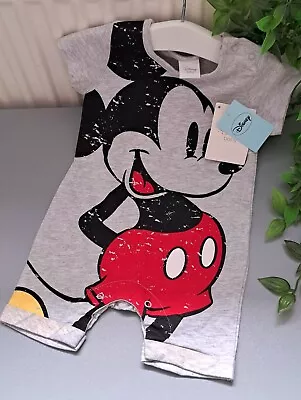 Baby Boy 0-3 Months BNWT Matalan Disney Mickey Mouse Supersoft Romper • £2.50