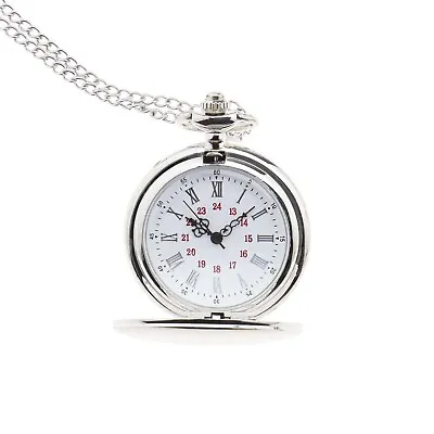 Smooth Vintage Classic Retro Pocket Watch With Thin Chain Silver For Men Women • £7.46