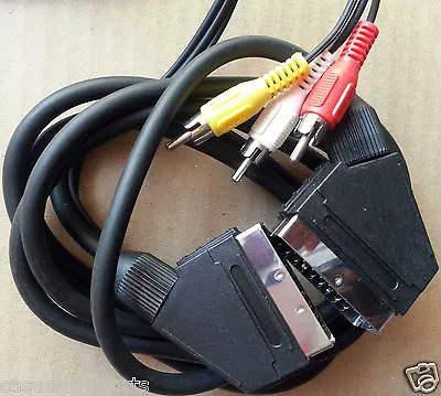 £3.99 • Buy 2m, Scart To Scart + 3 X Rca Phono Av Cable, Stereo Audio & Composite Video Lead