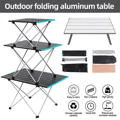 Camping Table Folding Aluminium Portable Picnic Outdoor Lightweight BBQ Desk+Bag • $21.99