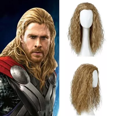 21  Men Wavy Wig Gentleman Blond Synthetic Hair Thor Cosplay Halloween Party Wig • $24.86