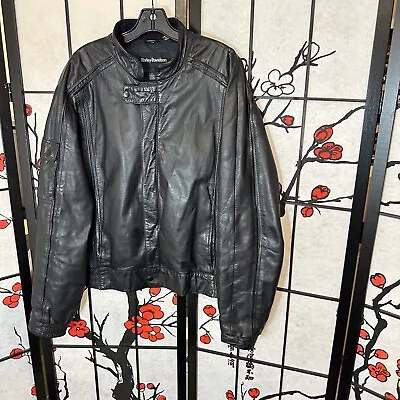 VINTAGE Harley Davidson Cowhide Leather Motorcycle Bomber Jacket Mens Size 48 • $110