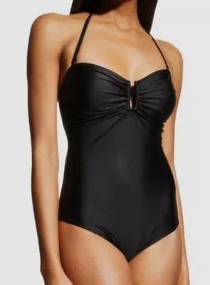 $180 Lenny Niemeyer Women's Black Drop Bandeau One-Piece Swimsuit Size Small • $57.98