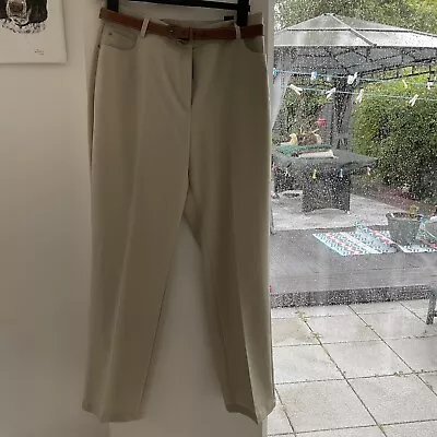 M&S Classic Neutral Summe Trousers Tan Belt 16 Medium  • £4.99