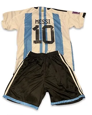 Kids Messi Set Argentina Home Champions 3 Stars Jersey - Size XS 3-4 Years • $59.99