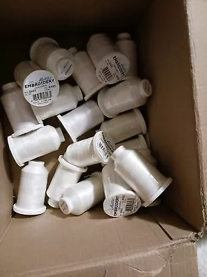 Mettler White Embroidery Thread Lot Of 20 Cotton Spools • $25