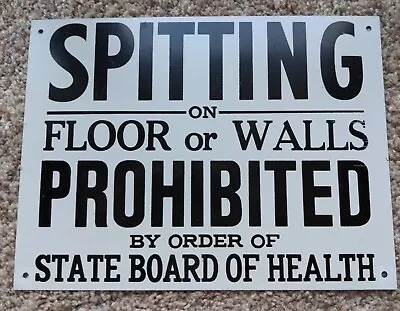 Vintage 1940's Spitting Prohibited On Floor Wall Bar Tavern Chewing Tobacco Sign • $9.99