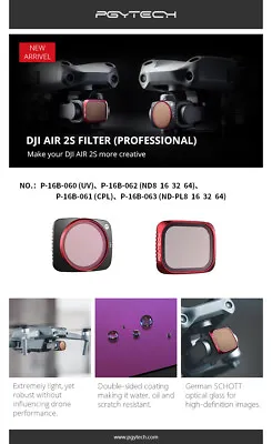$126 • Buy PGYTECH DJI Mavic Air 2S Drone Camera Filters UV CPL ND NDPL VND AUS Free Post