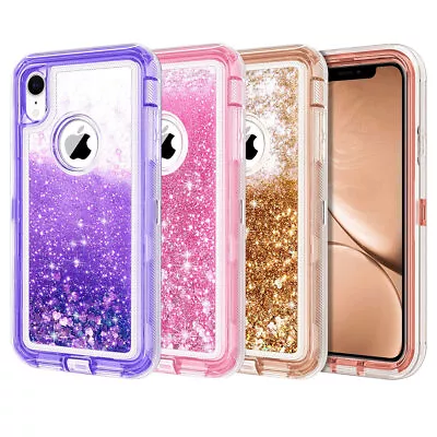 $11.98 • Buy For IPhone XR X XS Max Case Heavy Duty Shockproof Tough Liquid Glitter Cover