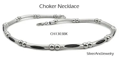 Metal Pipe Tube Bead Choker Necklace Men Women Unisex Jewelry CH1301-03 • $12.99