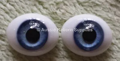 16mm Sky Blue Oval Glass Eyes Reborn Baby Doll Making Supplies • $19.95