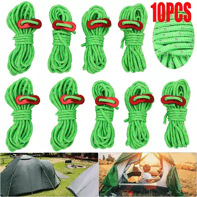 NEW X10 Green Guy Line Ropes 4 M Tent Camping Gazebo Bright Rope Paracord Safe • £8.90