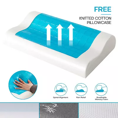 Memory Foam Pillow Cooling Gel Orthopedic Soft Contour Neck Pillow W/ Pillowcase • $18.49