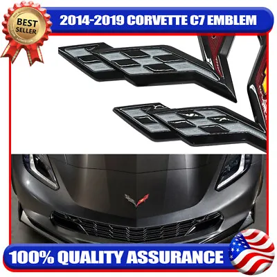 For 2014-2019 Corvette C7 Glossy Front & Rear Nameplate Decal Cross Flags Emblem • $16.58