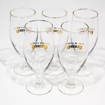 5x James Boags Premium Beer Bar Gold Glasses Tulip 300ml - Excellent • $69.95