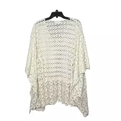 Johnny Was 4 Love And Liberty Cotton Floral Lace Cream Poncho Style Top XS • $50