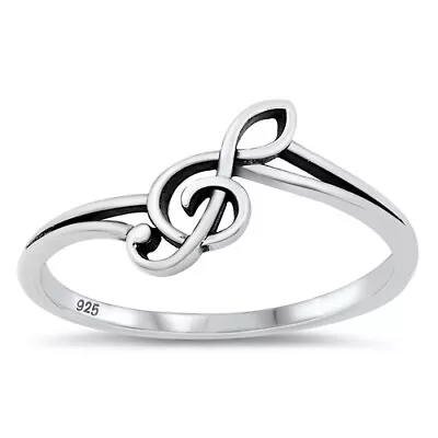 Treble G Clef Music Note Cute Ring New .925 Sterling Silver Band Sizes 4-10 • $11.21