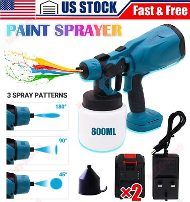High Pressure Cordless Paint Sprayer Electric Airless HVLP Spray Gun W/2 Battery • $40.99