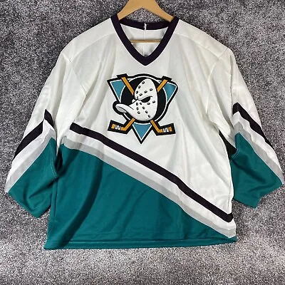 Vintage Anaheim Mighty Ducks Jersey Size Large CCM NHL NWT Deadstock NOS FLAW • $99.95