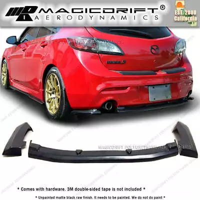 For 10 12 13 MAZDA 3 5dr Hatch Dual Exhaust MS Style Rear Diffuser Lip URETHANE • $105.99