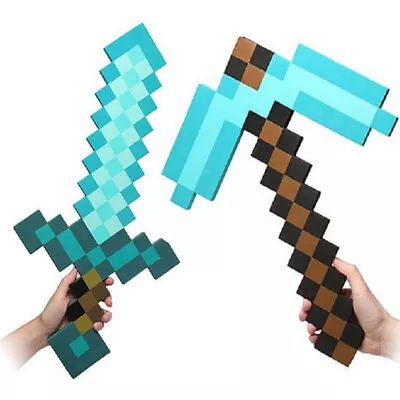 12'' MineCraft Diamond Sword & Pickaxe Soft EVA Foam Weapon Model Kids Toys Gift • $8.88