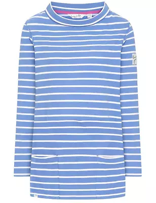 Lazy Jacks Womens Super Soft Striped Roll Neck Sweatshirt - Sapphire - UK16 • £39.99