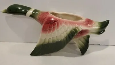 £18.36 • Buy Vintage Ceramic Flying Duck Wall Pocket Planter Mallard Hand Painted Japan 8x4 
