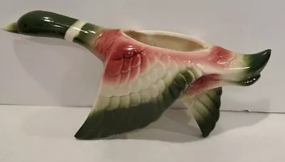 £18.36 • Buy Vintage Ceramic Flying Duck Wall Pocket Planter Mallard Hand Painted Japan 8x4 