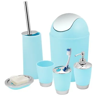 £12.95 • Buy Blue Bathroom Accessories Set Bin Toothbrush Tumbler Holder Soap Dish Dispenser