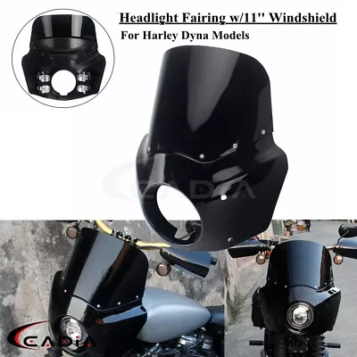 Detachable Headlight Fairing 11'' Windshield For Harley Davidson Dyna Street Bob • $159.99