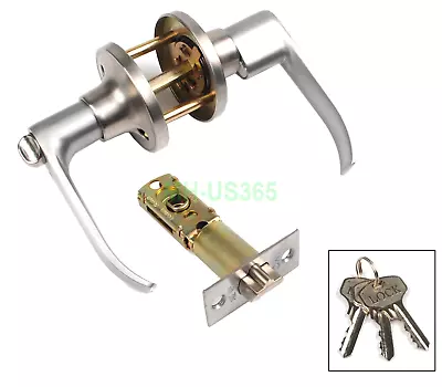 Door Lock Set Stainless Steel Lever Latch Handle Entry Door Lock With 3 Keys • $16.98