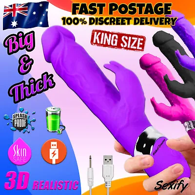 $36.95 • Buy 9  Large Rabbit Vibrator Big Realistic Dildo Clit USB Rechargeable Wand Sex Toy