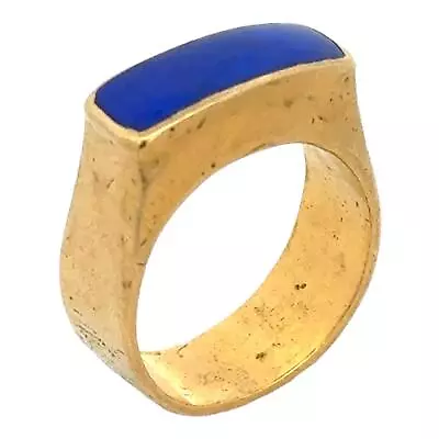 Gents Lapis Lazuli 22 Karat Yellow Gold Artisan Men's Ring • $3500