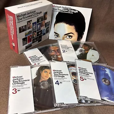 MICHAEL JACKSON Tour Souvenir CD Single JAPAN-ONLY 5 X 5  CD BOX SET ESCA-5703~7 • $79.99