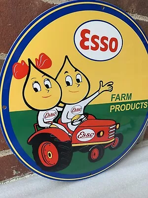 Vintage Style Esso Farm Gasoline Oil  Heavy Steel Metal Top Quality Sign • $55