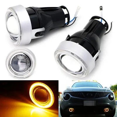 3  Projector Fog Light Lamps W/ Amber 40-LED Halo Angel Eyes Rings For Car • $53.99