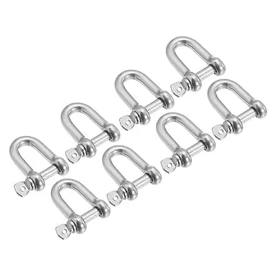 8Pcs 5/32  / 4mm Screw Pin Shackle D Ring For Heavy Lifting Silver Tone • £9.04