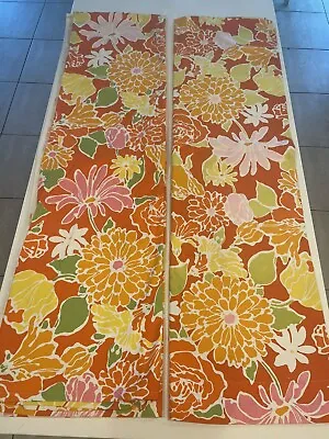 Vtg 1950’s MCM Retro Curtains/Fabric 2 Panels 53x98 COHAMA Vat Hand Print • $159.99