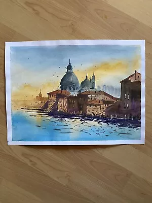 Watercolor Venice Painting City Decoration Venezia Italy Art Canal Gondole • $180