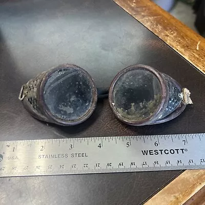 Vintage 1900s Steampunk Motorcycle Welder Pilot Worker Safety Glasses Green Lens • $24.99