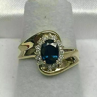 2Ct Oval Cut Lab Created Blue Sapphire Engagement Halo Ring 14k Yellow Gold Over • $158