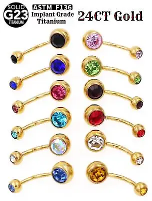 24CT Gold Belly Piercing Bar Body Piercing TITANIUM Navel Barbell Stud 14G 10mm • $7.99