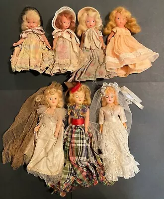 4 Vintage Nancy Ann Storybook Dolls & 3 Plastic  Doll Lot + 6 Doll Stands • $25