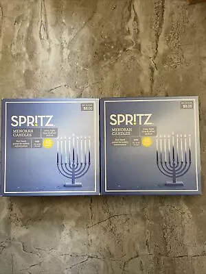 Spritz Menorah Candles - Blue Light Blue & Silver Ombré 5.5  45 Count Set Of 2 • $12