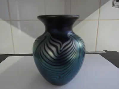 Iridescent Okra Studio Glass Vase. Glass Guild Founder Member 1997 / 1998 . 816 • £45