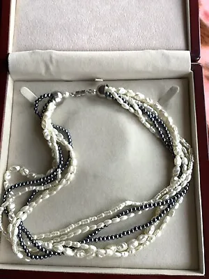 Faux Pearl Cream Grey Twist Pearl Necklace Multi Strand Excellent Condition • £4.99