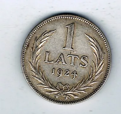 1924 Latvia Silver 1 Lats Coin : 5g • £0.01